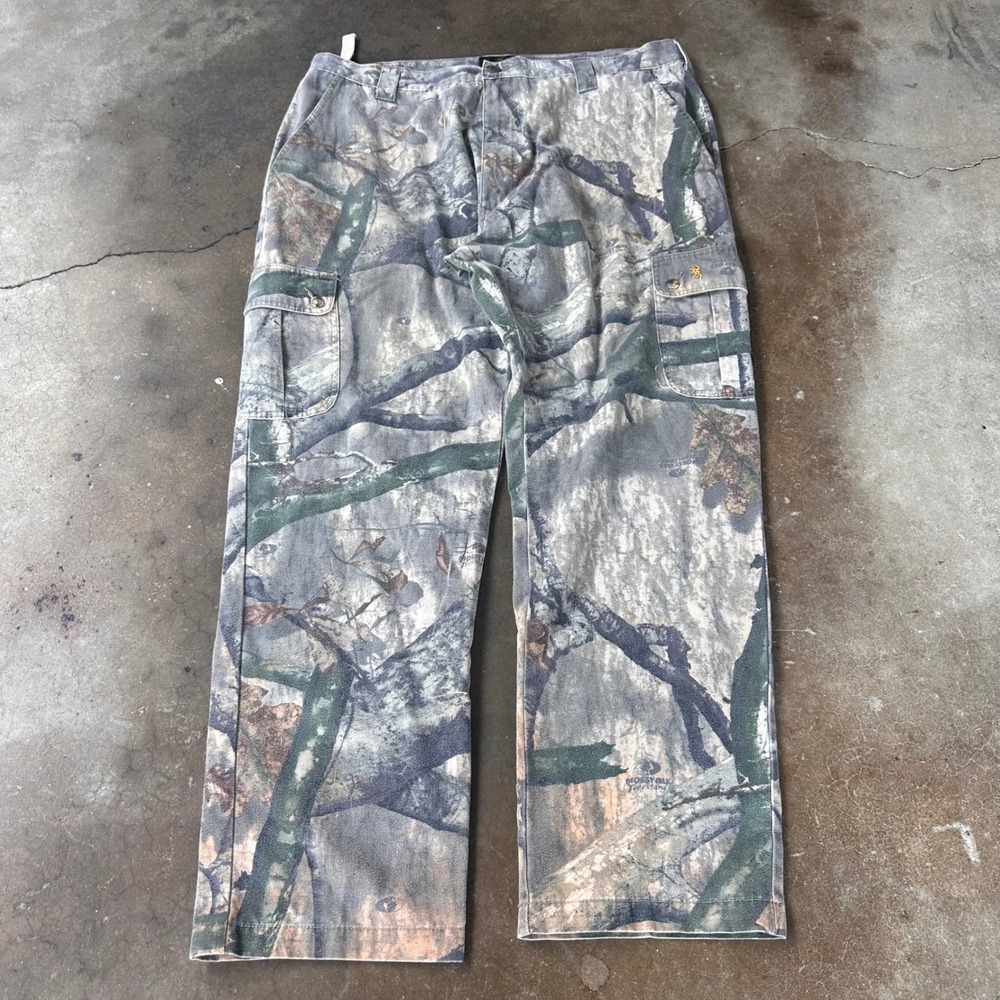 Browning Cargo Pants Mens 2XL Camo Good Mossy Oak Treestand Hunting Tactical